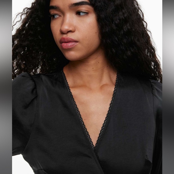 Aritzia Wilfred Madamoiselle Satin Longsleeve Dress - Picture 3 of 4